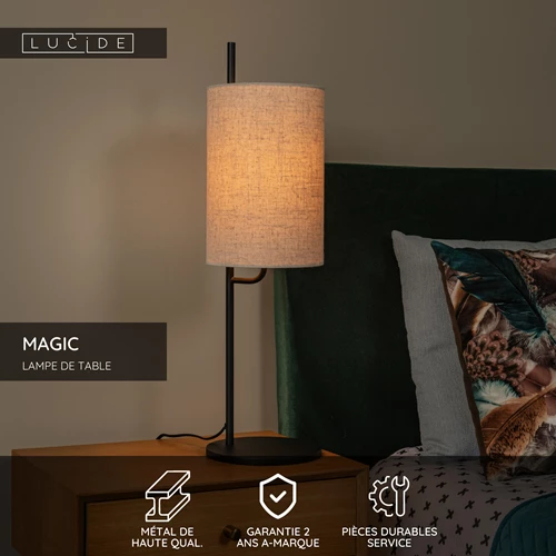 Lucide MAGIC - Lampe de table - Ø 18 cm - 1xE27 - Noir - USP